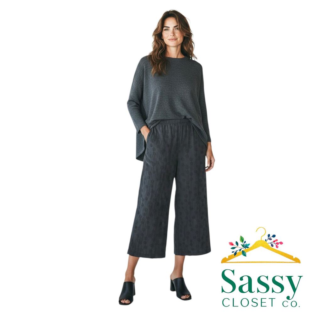 Niche Nilgun Derman Big Bang Dot Pants L Black Jacquard Split Ankle